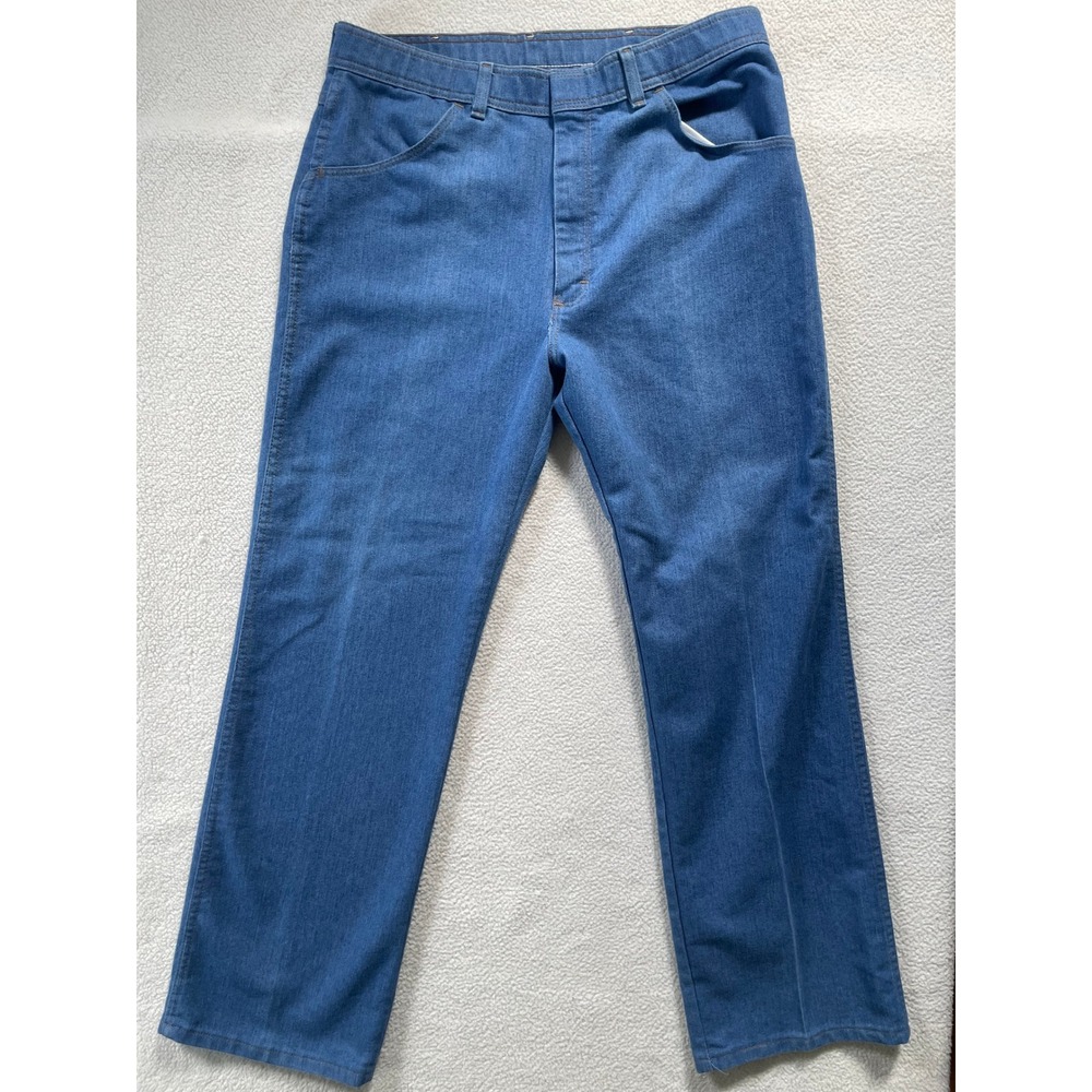 Wrangler Mens 36x30 Trousers Blue Western Straight Leg Polyester Cotton Blend